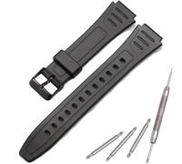 Rubber Watch Band Compatible with Casio W800HG W-800H Series Watch Replacement Resin Strap (Black buckle)