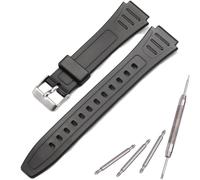 Rubber Watch Band Compatible with Casio W800HG W-800H Series Watch Replacement Resin Strap (Steel buckle)