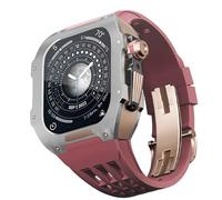 Rubber Watch Band Titanium Bezel Case，For 6/5/4/SE 44mm Series Watch Replacement Accessory，Titanium Alloy Case Silicone Watch Band Kit With DIY Tool