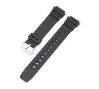 Rubber Watch Strap Compatible With Casio AQ-S810W W-735H W-216H SGW-300 AE-1000W AE-1200 Men Black Sports Silicone Wrist Band Bracelet 18mm(A silver buckle)