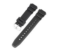 Rubber Watch Strap Compatible With Casio AQ-S810W W-735H W-216H SGW-300 AE-1000W AE-1200 Men Black Sports Silicone Wrist Band Bracelet 18mm(C silver buckle)