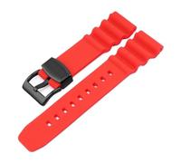 Rubber Watch Strap For Seiko Compatible With Omega Swatch Metal Ring Diving Sport Bracelet 22mm 20mm(Red Black,22mm)