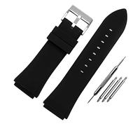 Rubber Watchband 22mm Blue Color Silicone Rubber Bracelet For Guess For W0247G3 For W0040G3 For W0040G7 Watches Band Sport Watch Strap (Color : Black silver buckle, Size : 22mm)