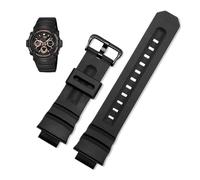 Rubber Watchband Fit for Casio G-SHOCK Strap 4778 AW-591/590/5230AWG-M100/101 G-7700/7710 Waterproof Mens Silicone Black Bracelet(Black-black buckle)