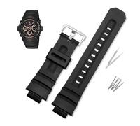 Rubber Watchband Fit for Casio G-SHOCK Strap 4778 AW-591/590/5230AWG-M100/101 G-7700/7710 Waterproof Mens Silicone Black Bracelet(Black-silver buckle)