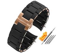 Rubber Watchband Silicone Wristband Bracelet Rose Gold Buckle for Armani AR5905 AR5906 AR5919 AR5920 20 23mm Watch Band Strap (Color : 10mm Gold Clasp, Size : 20mm)