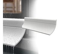 Rubber Weather Bar, White Rubber Window Door Water Retaining Rain Deflector Strip 300cm 25-45mm Pack of 3(6 Pcs,W 45 MM)