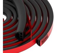 Rubber Weather Stripping Door Seal Strip, D-Shape Self-Adhesive Waterproof Window Sealing Strip, Draught Excluder for Door Frame Insulation Soundproof, Suit for 2.5 to 6mm Gap (7M, Black-1)