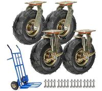 Rubber Wheels 20/25cm Swivel Casters Flat-Free Industrial Replacement Wheel Set for Carts & Trolleys Double Ball Bearings for Smooth li