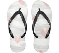 Rubber women flip flops White Striped Pink Hearts Flip Flop Sandal