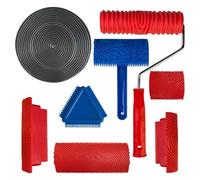 Rubber Wood Grain Rollers - 8 Piece Paint Tool Set, Textured Handle Graining Kit | Decorative Furniture Floor and Wall Paint Supplies DIY Finishing