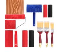 Rubber Wood Grain Tool - 11 Pieces Realistic Graining Set with Handle, Paint Roller Kit for Faux Finish, Furniture Decoration Art Carving Accessory, DIY Stamped Texture Tool for Home Room Backyard