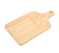 Rubber Wood Pizza Board with Grooves | Rectangular Serving Tray for Cheese Cutting/Bread Baking | Non - Slip Kitchen Tool with Handle & Hang Hole