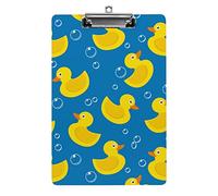 Rubber Yellow Duck Acrylic Clipboard Portable Clip Board with Low Profile Metal Clip Board for Home Office