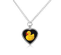 Rubber Yellow Duck Custom Urn Necklace for Ashes Heart Keepsake Pendant Jewelry Memorial Cremation