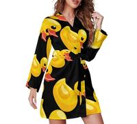 Rubber Yellow Duck Women's Robes Soft Pajamas Loungewear V-Neck Dressing Gowns Robe for Wedding Party XL