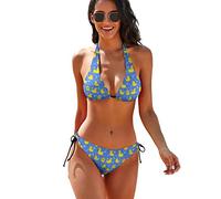 Rubber Yellow Ducks Women's Bikini Sets Printed Halter Two Piece Swimsuit for Summer Beach