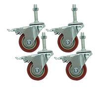 Rubbered Castors For Furniture Heavy Duty 100mm Locking Swivel Casters With Threaded Stem M16，4 Pack PU Wheels For Industrial Use(M16*100)