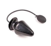 Rubberfashion Latex Inflatable Anal Butt Plug Extreme XXXL - with Pump for Women and Men 15 x 9 cm Black 0.4mm Without Solid core