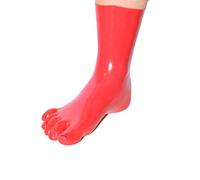 Rubberfashion Latex Toe Socks Long - Latex Toe Socks Calf Length - Latex Stockings for Women and Men Red 0.4mm S/size of shoe: 39,5-41