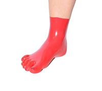 Rubberfashion Latex Toe Socks Short - Ankle Length Toe Socks - Latex Stockings for Women and Men Red 0.4mm L/size of shoe: 43-45,5