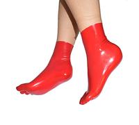 Rubberfashion Latex Toe Socks Short Extra Thick - Ankle Length Toe Socks - Latex Stockings for Women and Men Red 0.8mm M/size of shoe: 39-41,5