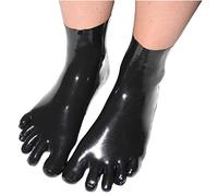 Rubberfashion Latex Toe Socks Short Extra Thick - Ankle Length Toe Socks - Latex Stockings for Women and Men Black 0.8mm L/size of shoe: 42-45