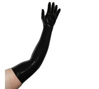 Rubberfashion Long Latex Gloves - Long Rubber Gloves up to the Upper Arm for Women and Men Black 0.4mm XL/glove size: 10