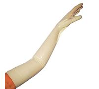 Rubberfashion Long Latex Gloves - Long Rubber Gloves up to the Upper Arm for Women and Men White 0.4mm L/glove size: 9