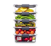 Rubbermaid 10-Piece Brilliance Food Storage Containers with Lids for Lunch, Meal Prep, and Leftovers, Dishwasher Safe, 3.2-Cup, Clear/Grey