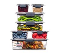 Rubbermaid 14-Piece Brilliance Food Storage Containers with Lids for Lunch, Meal Prep, and Leftovers, Dishwasher Safe, Clear/Grey