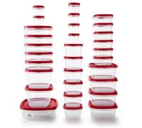 Rubbermaid 2063701 Easy Find Vented Lids BPA Free Plastic Food Storage Containers, 60 Piece, New Assortment, Racer Red