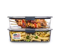 Rubbermaid 2108407 Leak-Proof Brilliance Food Storage Set | 9.6 Cup Plastic Containers with Lids | Microwave and Dishwasher Safe, Clear