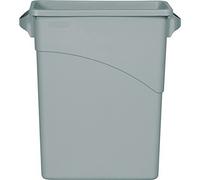 RUBBERMAID 354100GY Slim Jim Waste Container w/Handles, Rectangular, Plastic, 15 7/8 gal, Light Gray