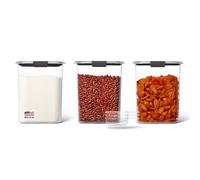Rubbermaid Brilliance BPA-Free Food Storage Containers with Lids, Airtight, Kitchen and Pantry Organization Set, Includes 3 Containers and Scoops, Clear, 16 cups