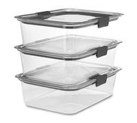 Rubbermaid Brilliance Food Storage Container, Large, 9.6 Cup, Clear, 3 Pack