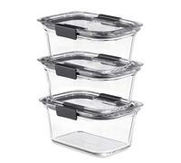 Rubbermaid Brilliance Glass Storage 4.7-Cup Food Containers with Lids Set of 3 Clear