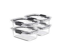 Rubbermaid Brilliance Glass Storage 4.7-Cup Food Containers with Lids Set of 3 Clear