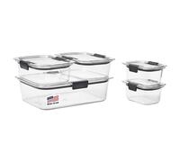 Rubbermaid 1976520 Brilliance Food Storage Container, BPA-Free Plastic, 10-Piece Set, Clear