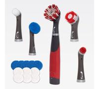 Rubbermaid Cleaning Power Scrubber Complete Home, Microfiber Plastic, Red and Gray, 18-Piece Kit