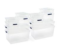 Rubbermaid Cleverstore Clear Variety Pack, Clear Plastic Storage Bins with Built-In Handles to Maximize Storage, Great for Large and Small Items, 16pk