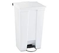 Rubbermaid Commercial 23gal HDPE Step On Mobile Trash Can - White | Hands-Free Foot Pedal, Quiet-Close Lid, Healthcare and Commercial Waste Collection | 87 l, White