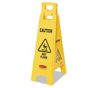 Rubbermaid Commercial 4 Sided Floor Sign with Caution Wet Floor Imprint - Yellow