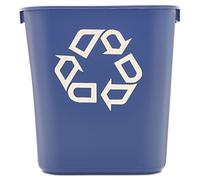 Rubbermaid Commercial Deskside Recycling Container, 12 l, Blue Recycling Symbol, Plastic, for Bedroom/Bathroom/Office, Fits Under Desk/Sink/Cupboard