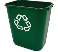 Rubbermaid Commercial Products Deskside Recycling Bin 26.6 l | Green Symbol, Durable Plastic Waste Container for Home, Bathroom, Office, Fits Under Desk, Sink, or Cupboard | Green | FG295606GRN