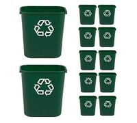 Rubbermaid Commercial Products FG295606GRN Plastic Resin Deskside Recycling Can, 7 Gallon, Green Recycling Symbol, Pack of 12