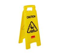 Rubbermaid Commercial Products FG611200YEL, 2 Sided Multilingual 'Caution Wet Floor' Floor Sign