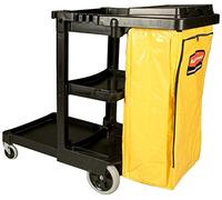 Rubbermaid Commercial Products Janitorial Cleaning Cart | Lightweight Cleaning Trolley With Zip Waste Bag For Facilities, Hospitality & Maintenance | Yellow & Black