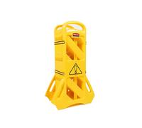 Rubbermaid Commercial Products Mobile Safety Barrier, 4 m Yellow - Folding Plastic Security System with Wheels for Spills, Maintenance Or Construction - FG9S1100YEL
