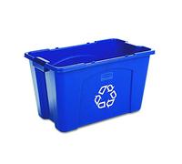 Rubbermaid Commercial Products, Recycling Bin/Box for Paper and Packaging, Stackable, 18 GAL, for Indoors/Outdoors/Garages/Homes/Commercial Facilities, Blue (FG571873BLUE)